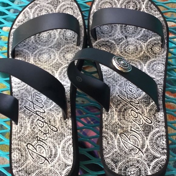 Black Leather Brighton Sandals - Picture 3 of 8